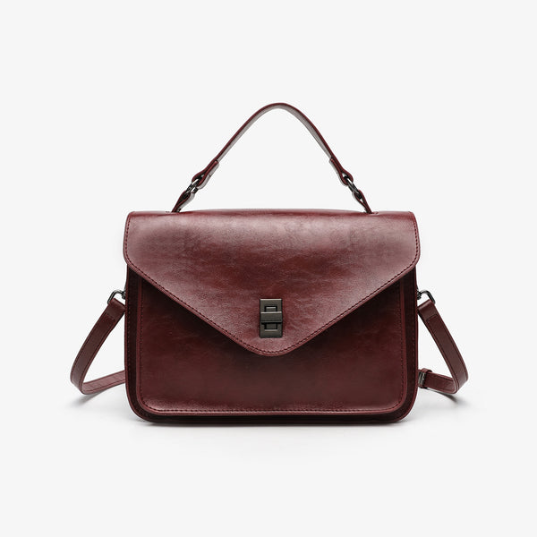 Oil-waxed Leather Vintage New Style Minimalist Fashionable Elegant Womens