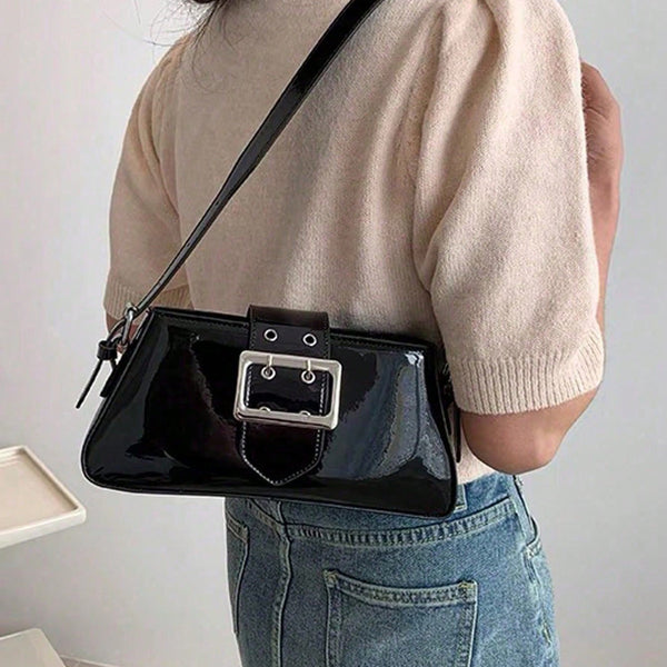 Handheld Patent Leather Silver Sweet & Edgy Chic Bag