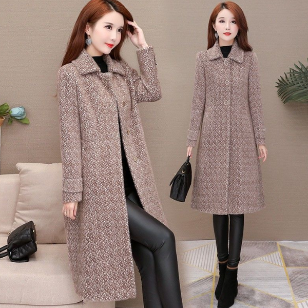 Mid-Length Padded Imitation Mink Fleece Coat for Women