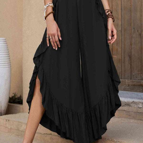 Enzo Ruffle Trim Long Pants-