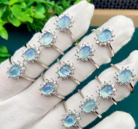 Natural Blue Moonlight Stone Ring