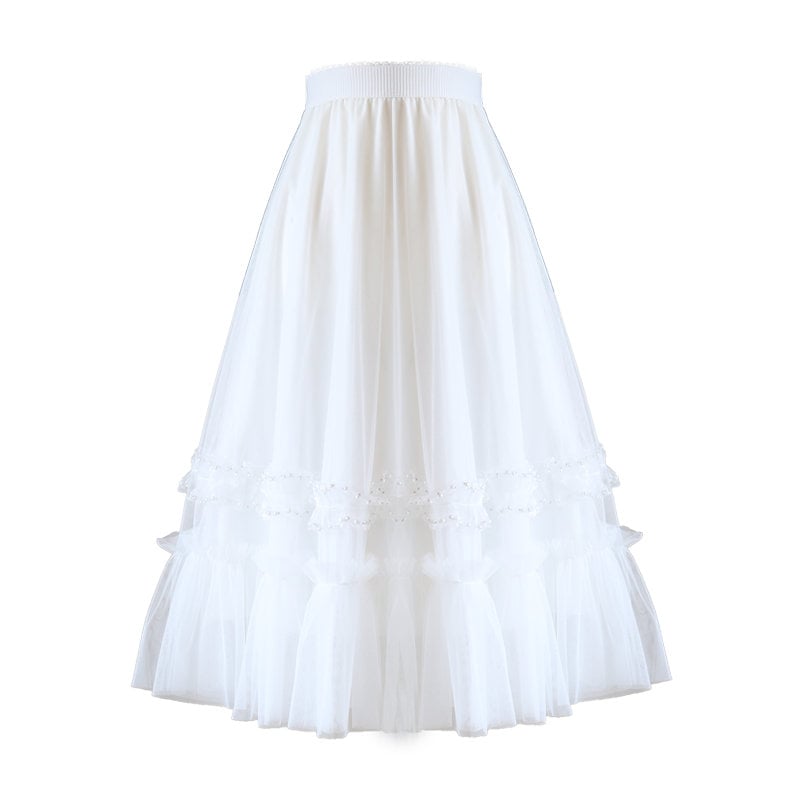 Patchwork Pleated High-Waisted A-Line Skirt