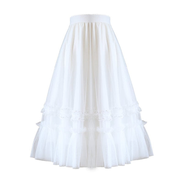 Patchwork Pleated High-Waisted A-Line Skirt