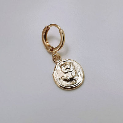 Vintage Floral Red Crystal 14k Gold Asymmetrical Earrings