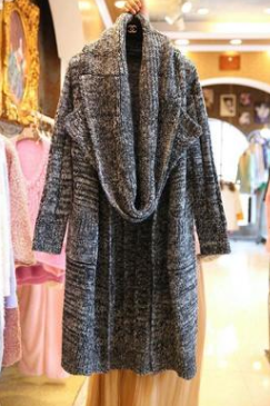 Knit Cardigan with Long Sweater and Scarf