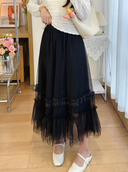 Patchwork Pleated High-Waisted A-Line Skirt