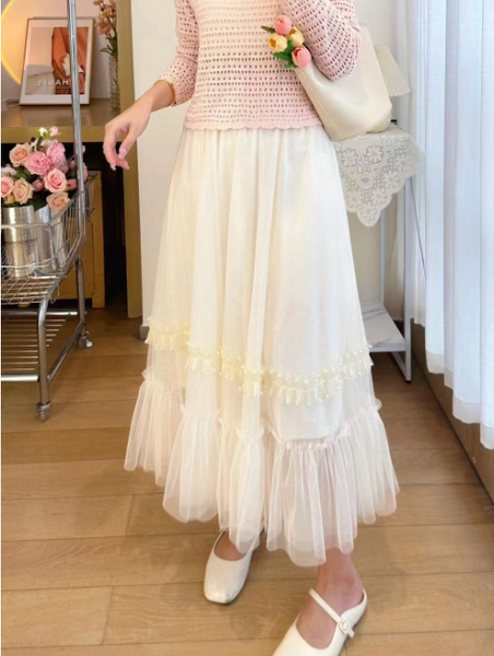 Patchwork Pleated High-Waisted A-Line Skirt