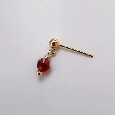 Vintage Floral Red Crystal 14k Gold Asymmetrical Earrings