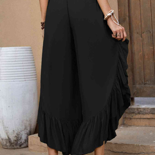 Enzo Ruffle Trim Long Pants-