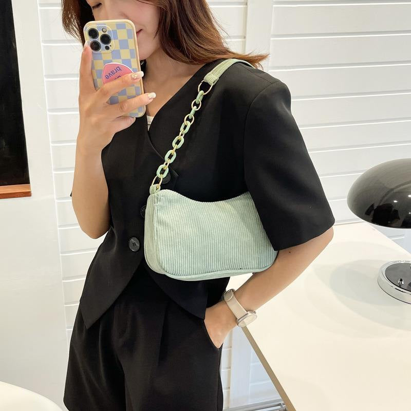 Artistic Fabric Bag Minimalist Casual Corduroy Single-shoulder Bag For Women