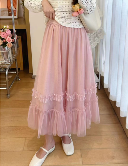 Patchwork Pleated High-Waisted A-Line Skirt