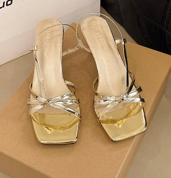 Open-toe Strappy Roman Sandals Celebrity-style Stiletto Heels Shoes