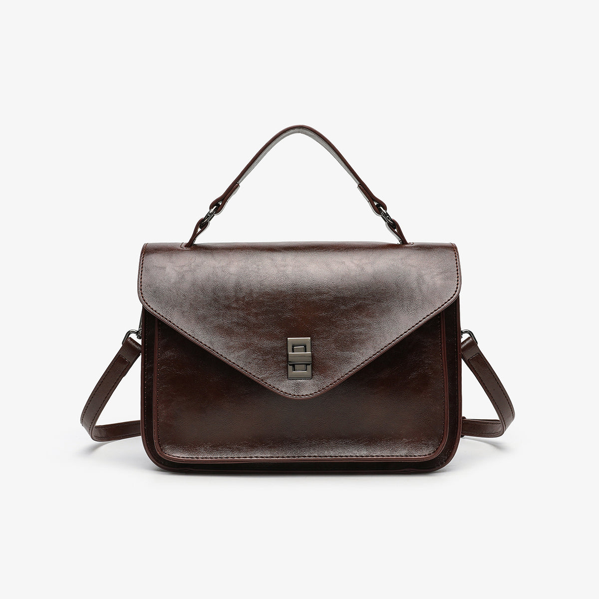 Oil-waxed Leather Vintage New Style Minimalist Fashionable Elegant Womens