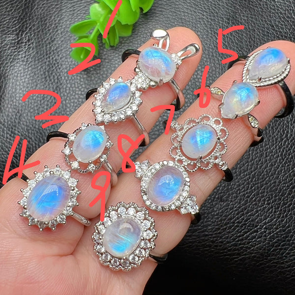 Natural Blue Moonlight Stone Ring