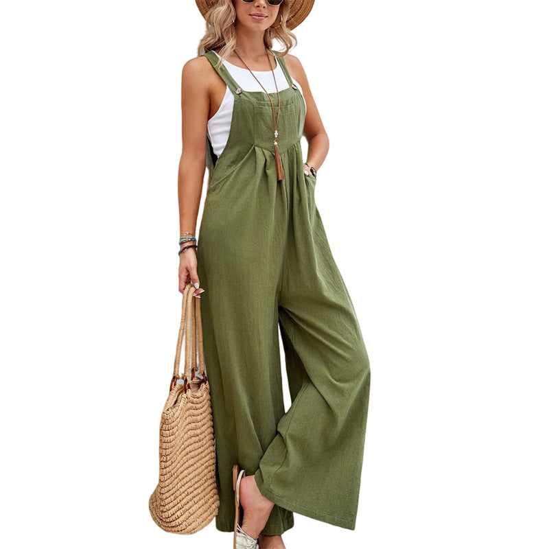Striped Loose Fit Jumpsuit with Wide Leg Design