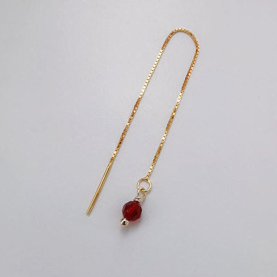 Vintage Floral Red Crystal 14k Gold Asymmetrical Earrings