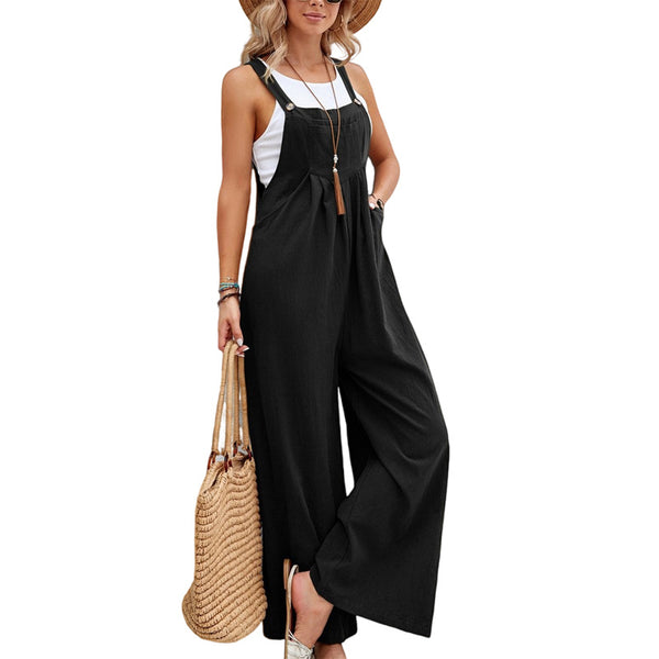 Striped Loose Fit Jumpsuit with Wide Leg Design